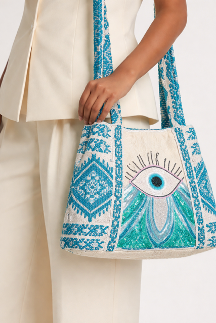 Evil Eye Beaded Tote