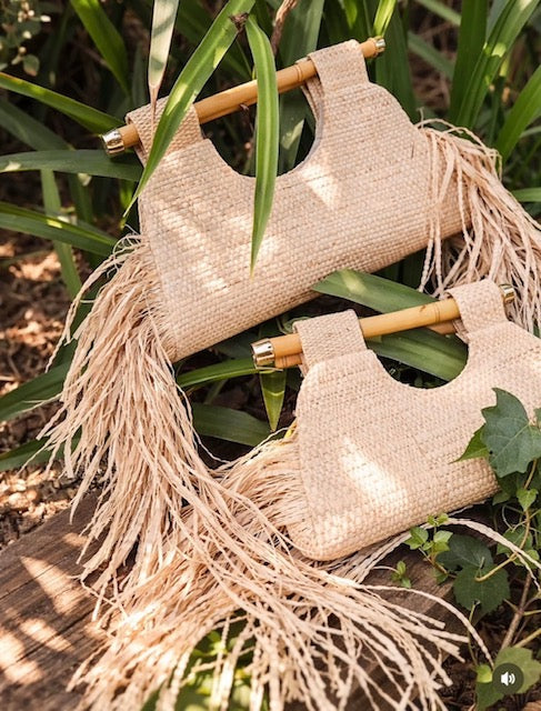 Brazilian Bag with side fringes and Bamboo Handle -  Stylish & Unique