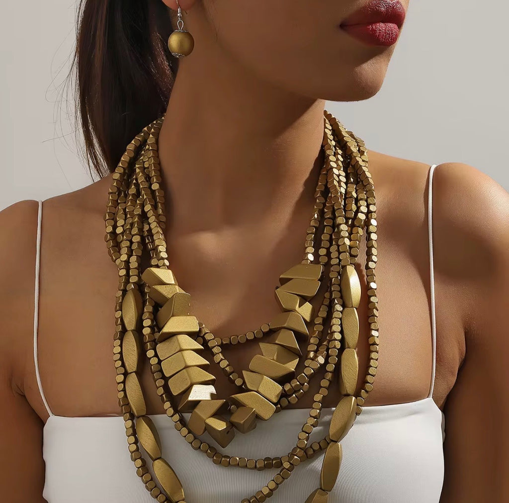 Laquered Wooden Beaded Necklaces