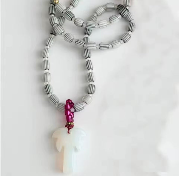 Playful Striped Beads Necklaces with Tropical Charms