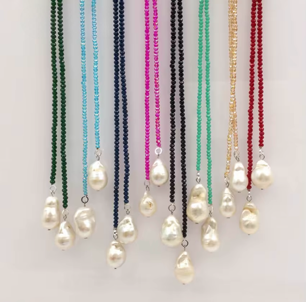 Colorful Lariats with baroque pearls