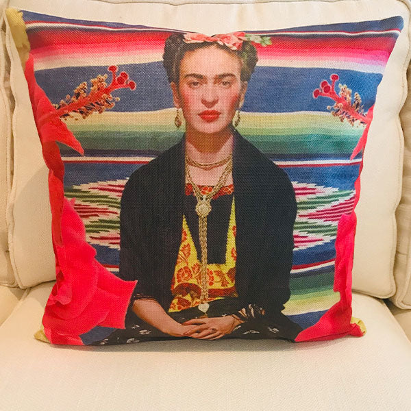 Frida Kahlo with Mexican print cushion cover