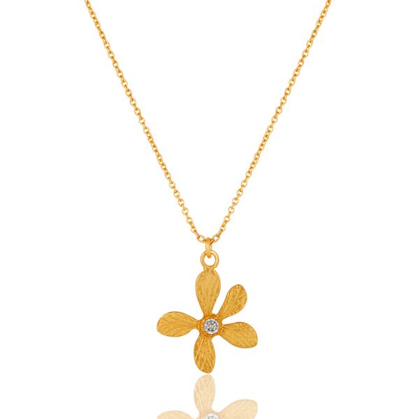 Brass gold plated  flower pendant with chain