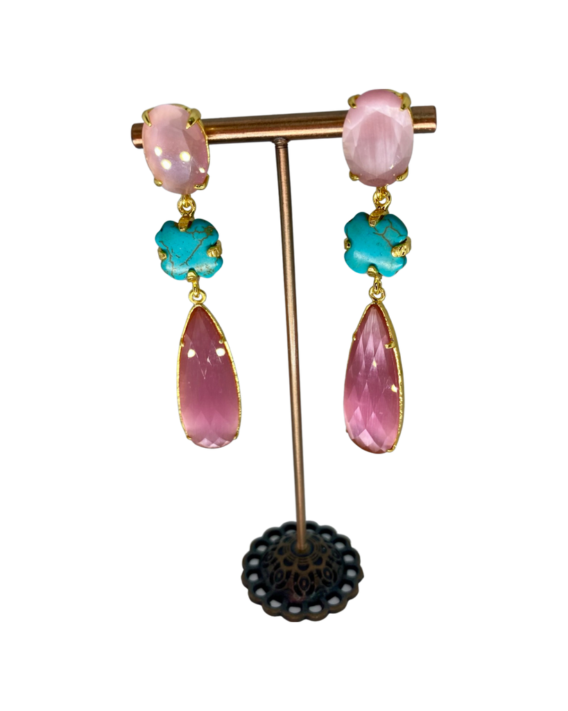 Three Stones long earrings