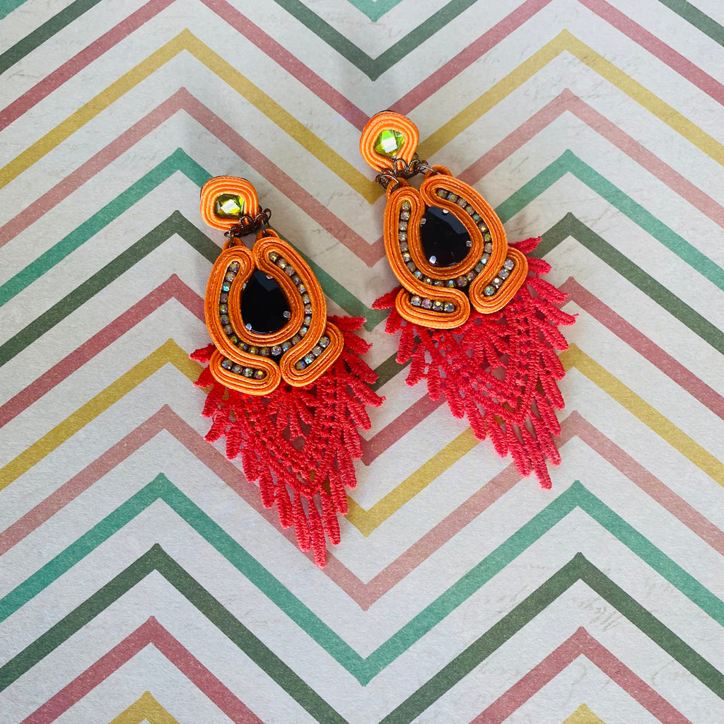 Orange Lace Earrings